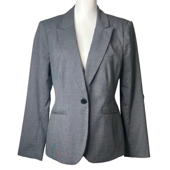 Liz Claiborne Jackets & Blazers - Liz Claiborne Gray‎ Houndstooth One-Button Blazer Jacket Sz 10
